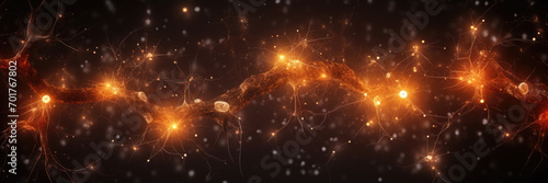 Orange lights neurons poster with copy space. photo