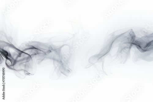 Black smoke isolated on white background. Ai generated. photo