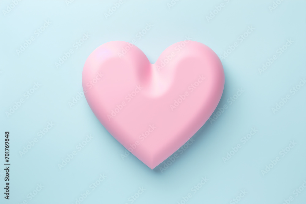 Minimalist pink heart shape on a serene blue backdrop