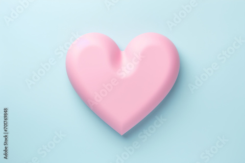 Minimalist pink heart shape on a serene blue backdrop