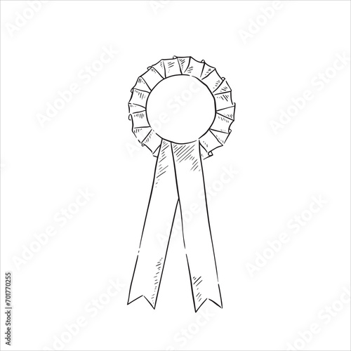 A line drawn rosette in a black and white sketchy style. Perfect to add your own number. Hand drawn and digitally recreated as a vector file. 