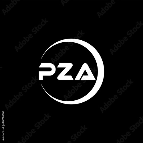 PZA letter logo design with black background in illustrator, cube logo, vector logo, modern alphabet font overlap style. calligraphy designs for logo, Poster, Invitation, etc.
