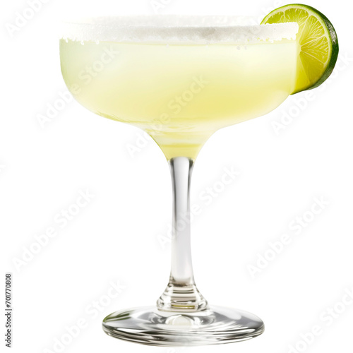 a glass of classic margarita for a summer drink concept on a transparent background