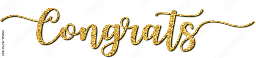 Congrats hand lettering in gold glitter