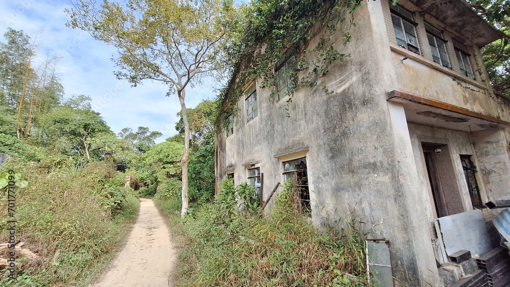 A torn village house in the countryside of Hong Kong