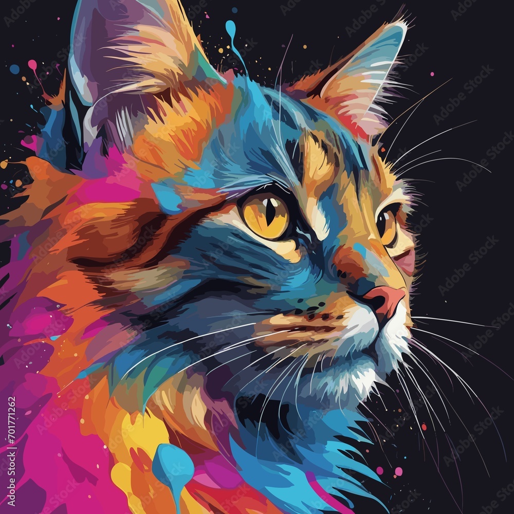 abstract colorful cat	
