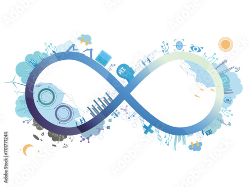 Technology community A004 with Unlimited symbol shows Infinite possibilities in technology vector illustration graphic EPS 10