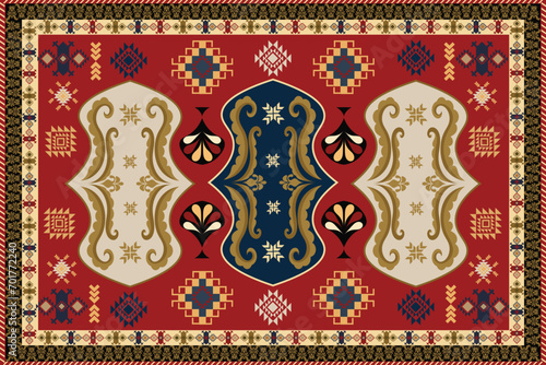 vector ethnic carpet motif pattern, rug motif, tribal pattern