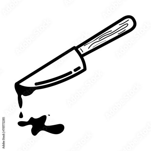 Knife with blood stains. icon about crime
