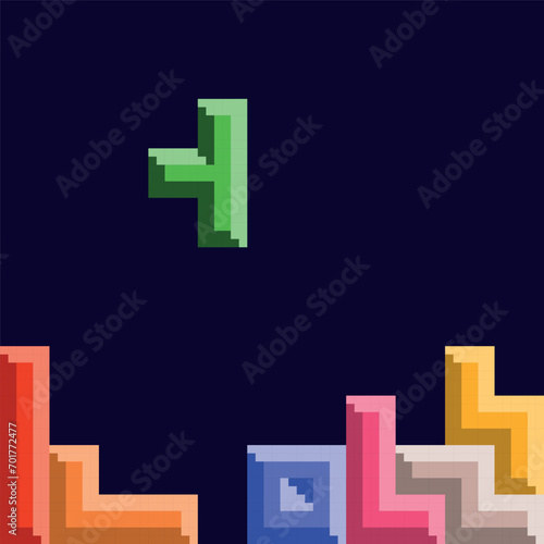 Vector background illustration with tetris game puzzle elements