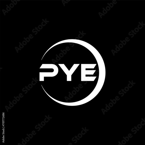 PYE letter logo design with black background in illustrator, cube logo, vector logo, modern alphabet font overlap style. calligraphy designs for logo, Poster, Invitation, etc.