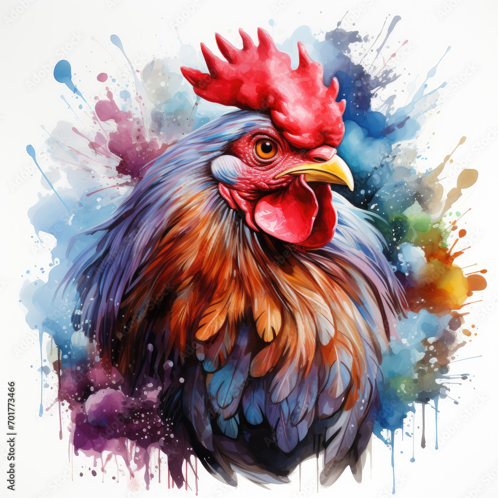watercolor Chicken with Eggs clipart, Generative Ai - obrazy, fototapety, plakaty 