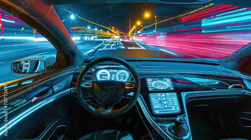 Bright luminous interior of a modern car © cherezoff