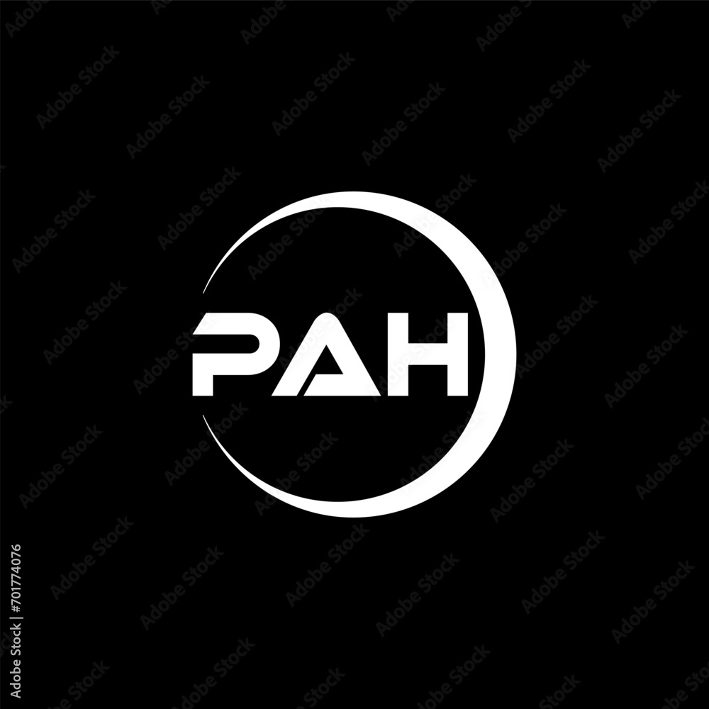 PAH letter logo design with black background in illustrator, cube logo, vector logo, modern alphabet font overlap style. calligraphy designs for logo, Poster, Invitation, etc. PAH letter logo design with black background in illustrator, cube logo, vector logo, modern alphabet font overlap style. calligraphy designs for logo, Poster, Invitation, etc.