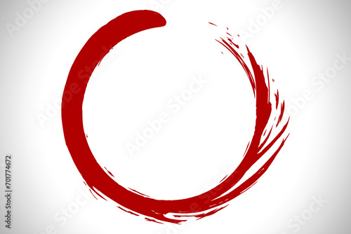 Zen Red Blood Circle Art Brush Stroke Vector
