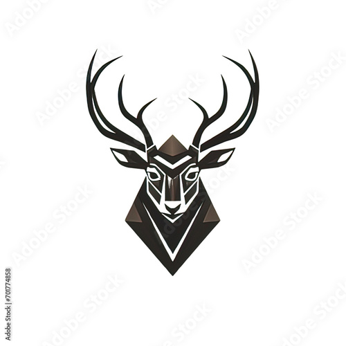 Design of minimalist logo featuring a deer in black, Deer Logo © Thanthara