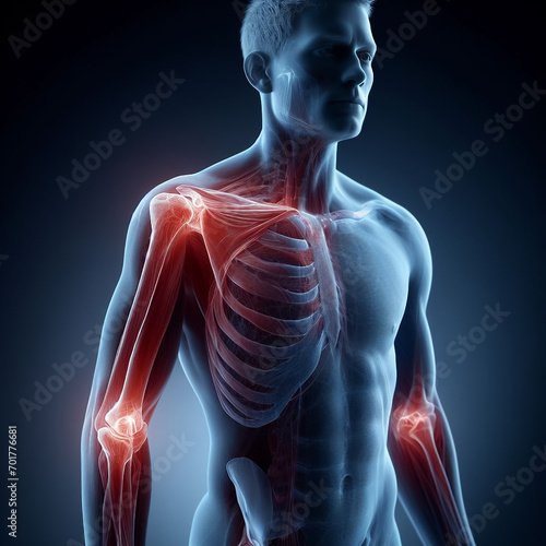 Pain and inflammation in human body joint 3d ai generated image