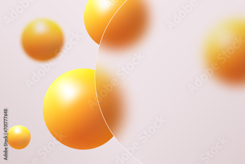 Glass morphism round frame background. Glass morph border with orange circles.