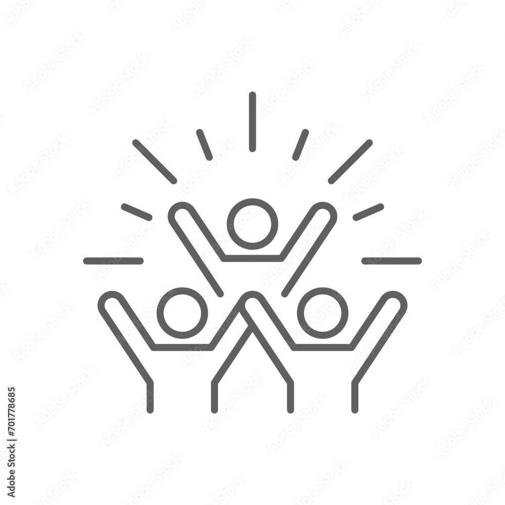 Group happy people icon. Simple outline style. Active kid, joy, fun team, enjoy, fan, freedom concept. Thin line symbol. Vector illustration isolated. Editable stroke. Group happy people icon. Simple outline style. Active kid, joy, fun team, enjoy, fan, freedom concept. Thin line symbol. Vector illustration isolated. Editable stroke.