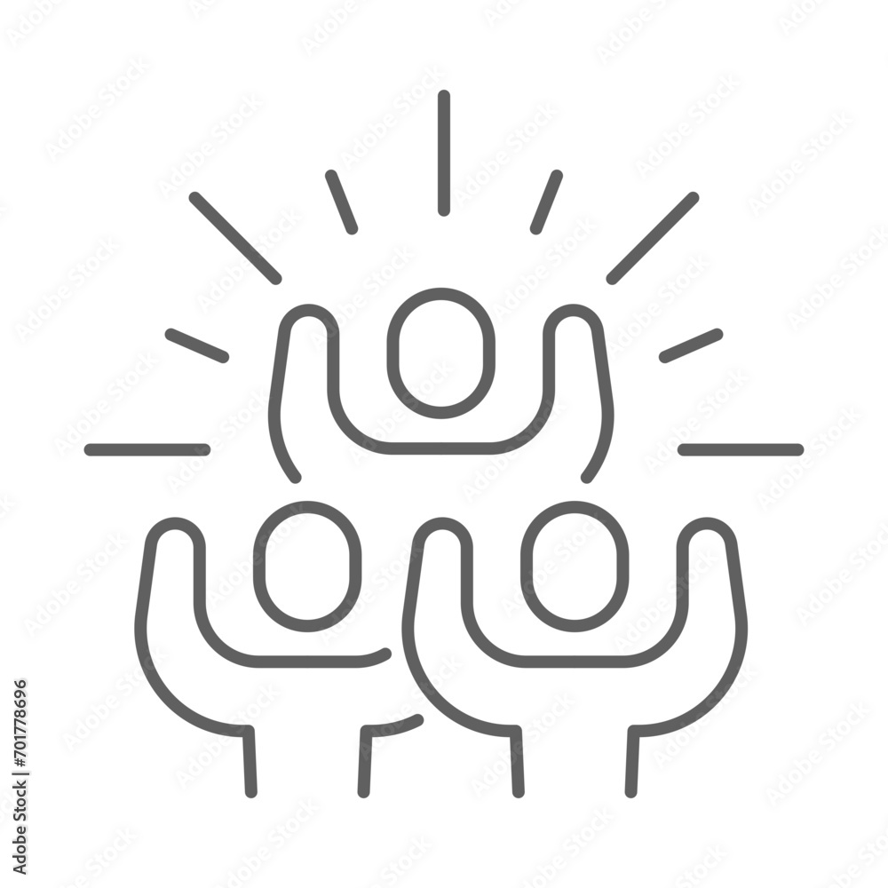 Group happy people icon. Simple outline style. Active kid, joy, fun team, enjoy, fan, freedom concept. Thin line symbol. Vector illustration isolated. Editable stroke. Group happy people icon. Simple outline style. Active kid, joy, fun team, enjoy, fan, freedom concept. Thin line symbol. Vector illustration isolated. Editable stroke.