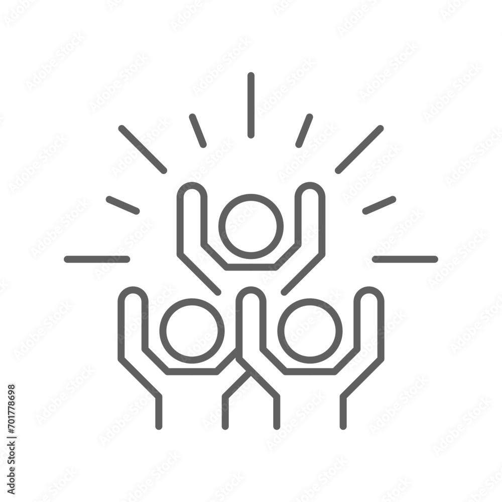 Group happy people icon. Simple outline style. Active kid, joy, fun team, enjoy, fan, freedom concept. Thin line symbol. Vector illustration isolated. Editable stroke. Group happy people icon. Simple outline style. Active kid, joy, fun team, enjoy, fan, freedom concept. Thin line symbol. Vector illustration isolated. Editable stroke.