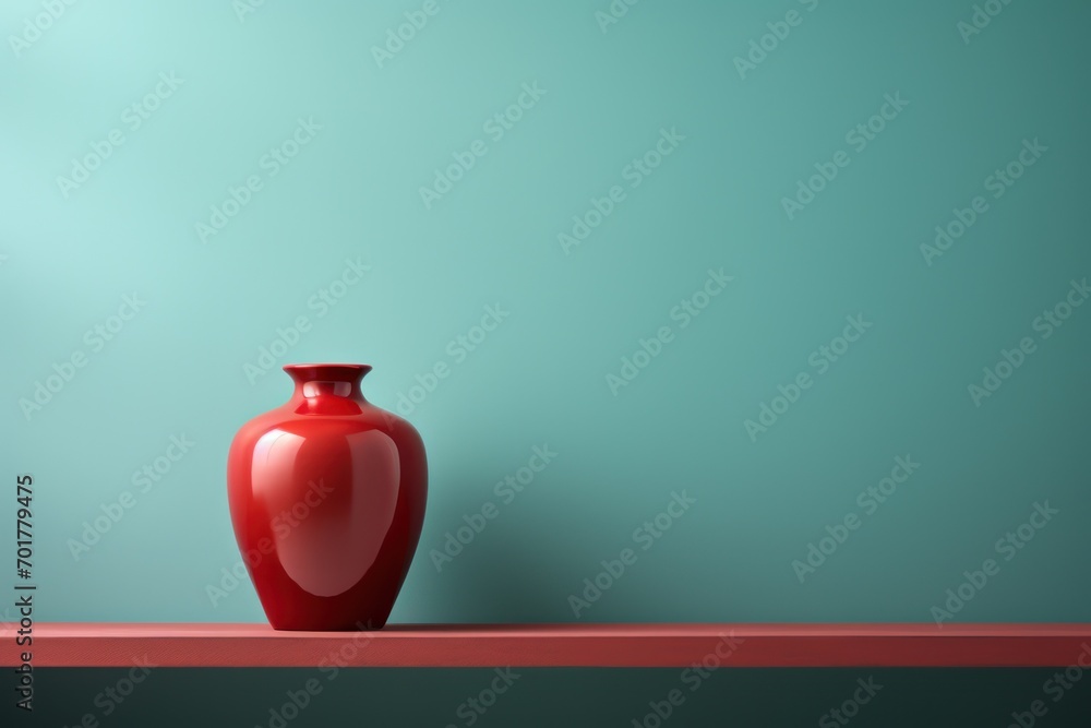 Un vase sur une étagère, dans un style minimaliste - obrazy, fototapety, plakaty 