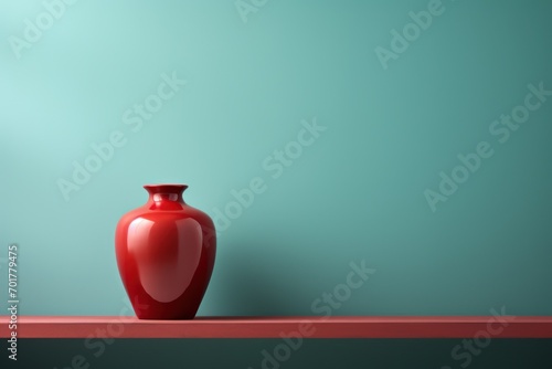 Un vase sur une étagère, dans un style minimaliste photo