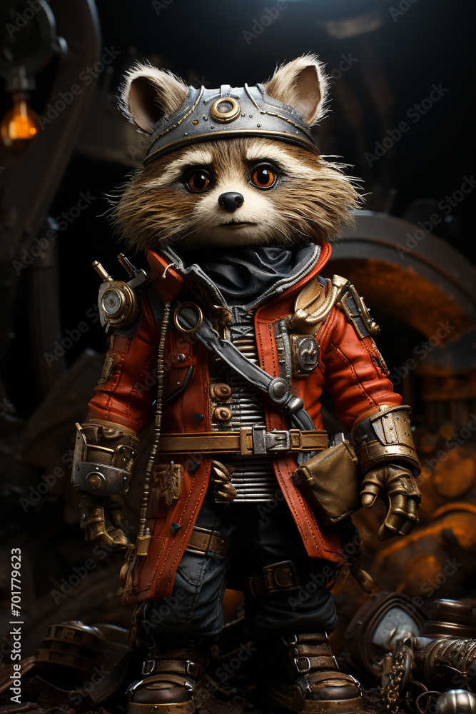 3d cute raccoon astronaut