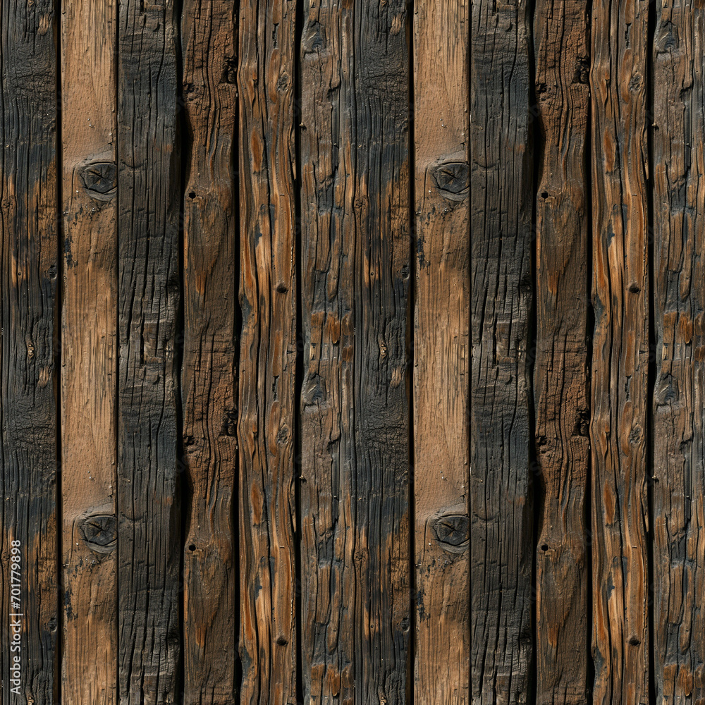 Fototapeta premium Weathered Dark Wooden Planks Texture, seamless pixel perfect pattern texture