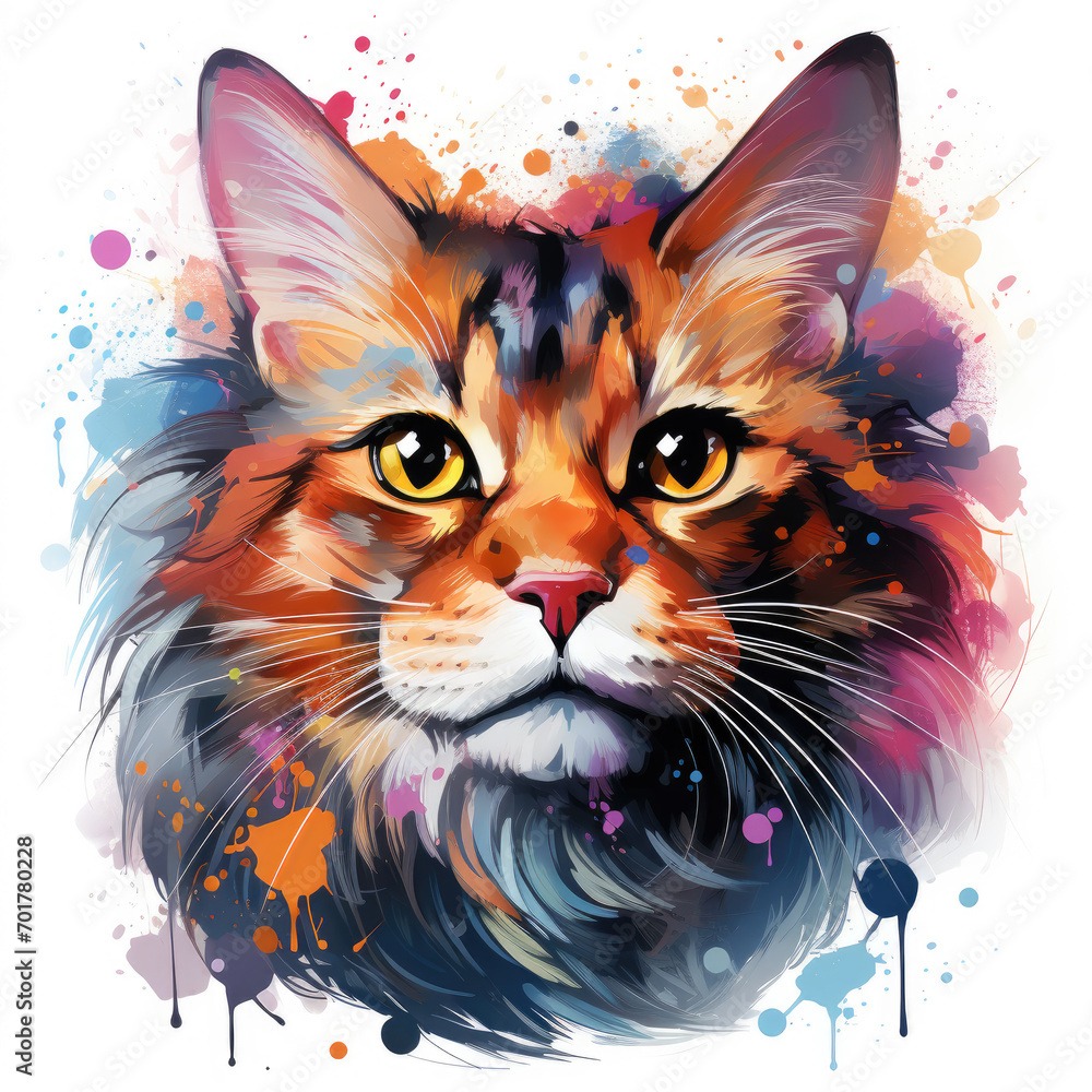 watercolor Cool Cat Magic clipart, Generative Ai