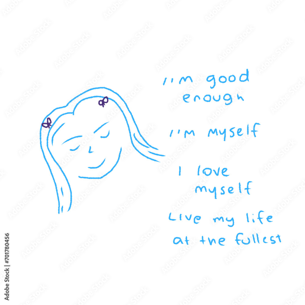 woman face I am good enough girl blue positive woman face I am good enough girl blue positive