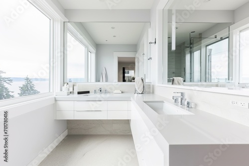 Modern Bathroom Interior with Ocean View