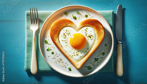 Love at First Bite Heart-Shaped Egg in Toast for Breakfast