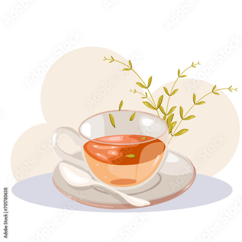 Vector illustration cup a tea for breakfast