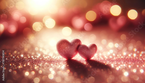 Sparkling Romance Glittering Hearts and Bokeh Lights