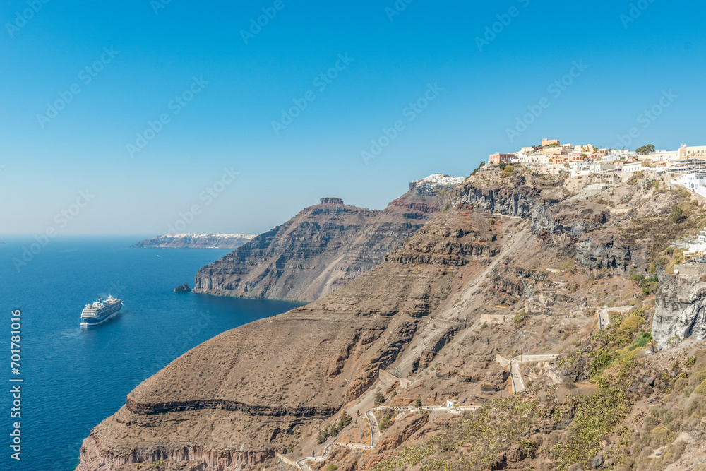 Cruise ship close to the Santorini island. Greece. Cruise ship close to the Santorini island. Greece.
