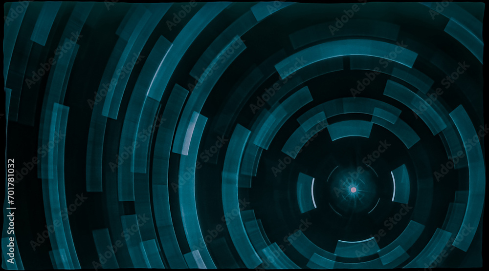Futuristic alien circles in space abstract in blue Futuristic alien circles in space abstract in blue