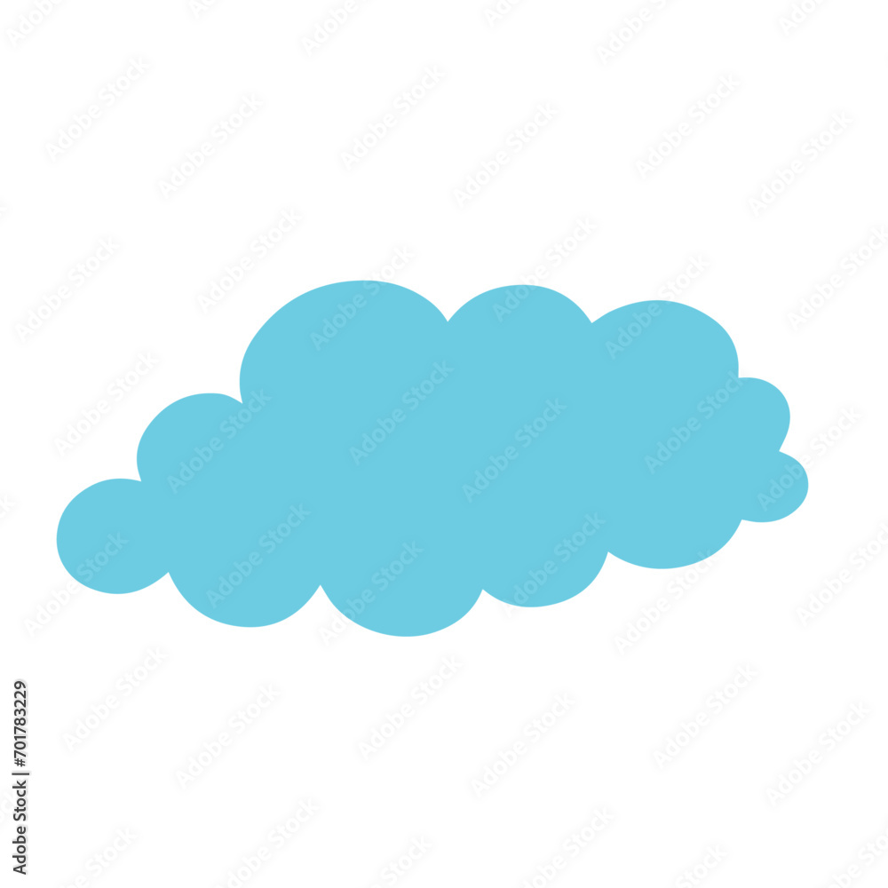 Blue flat cloud. Vector graphics.
