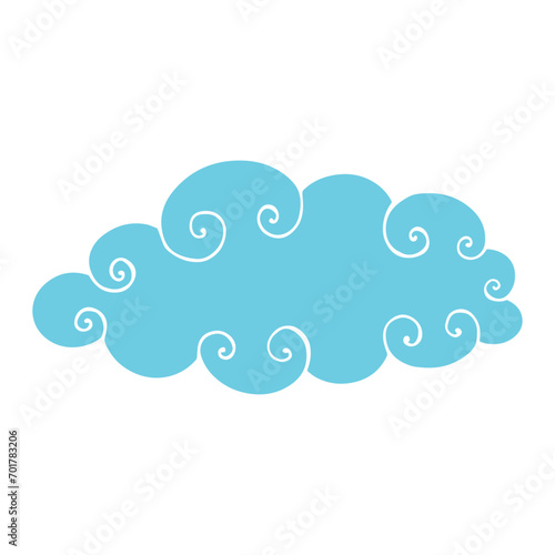 Blue flat cloud. Vector graphics.