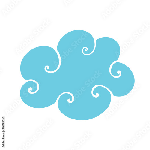 Blue flat cloud. Vector graphics.