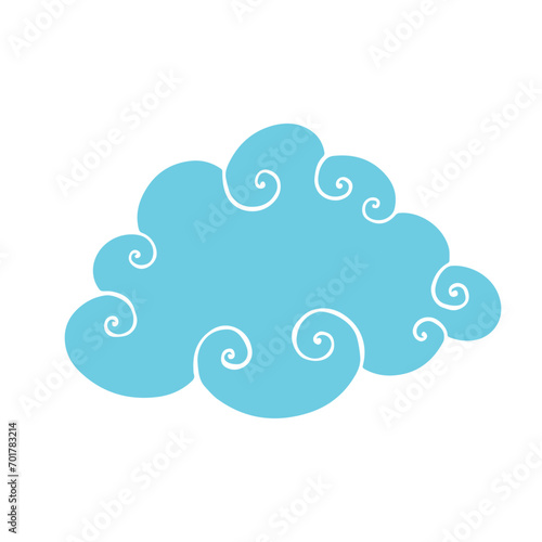 Blue flat cloud. Vector graphics.