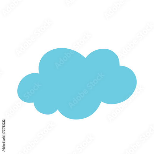Blue flat cloud. Vector graphics.