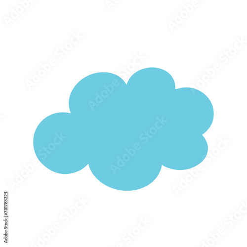 Blue flat cloud. Vector graphics.