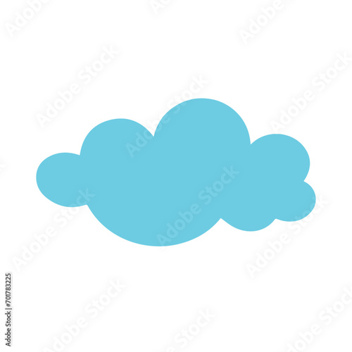 Blue flat cloud. Vector graphics.