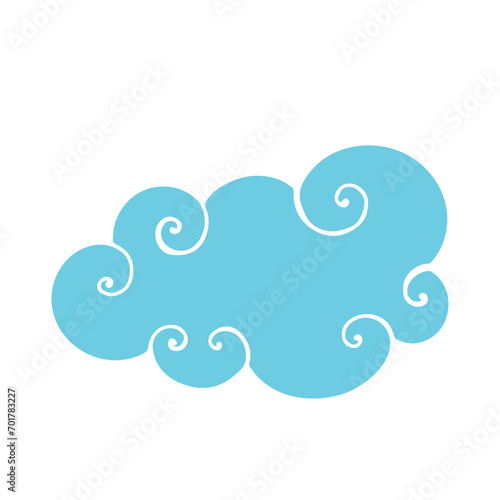 Blue flat cloud. Vector graphics.