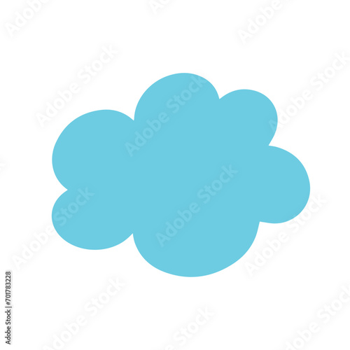 Blue flat cloud. Vector graphics.