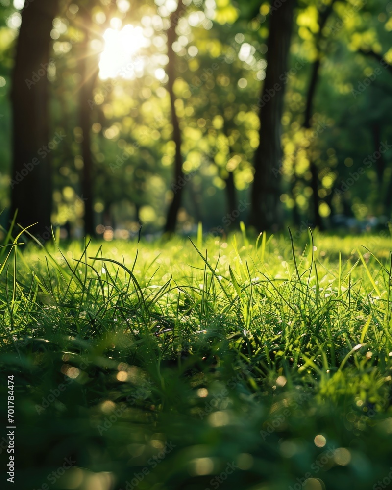 Green grass close up in a summer park