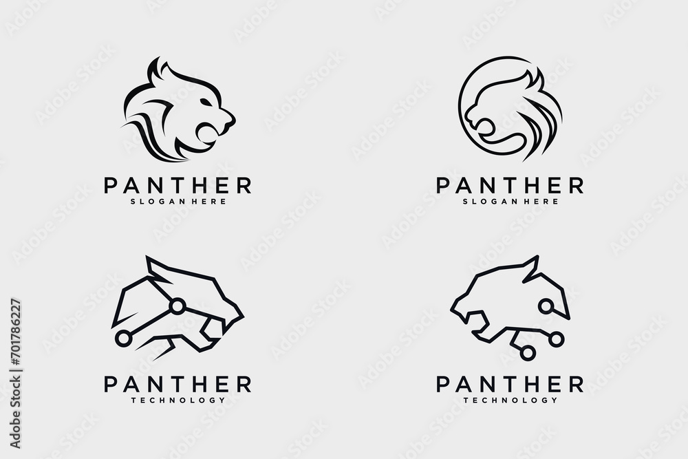 Panther logo design vector collection with creative idea