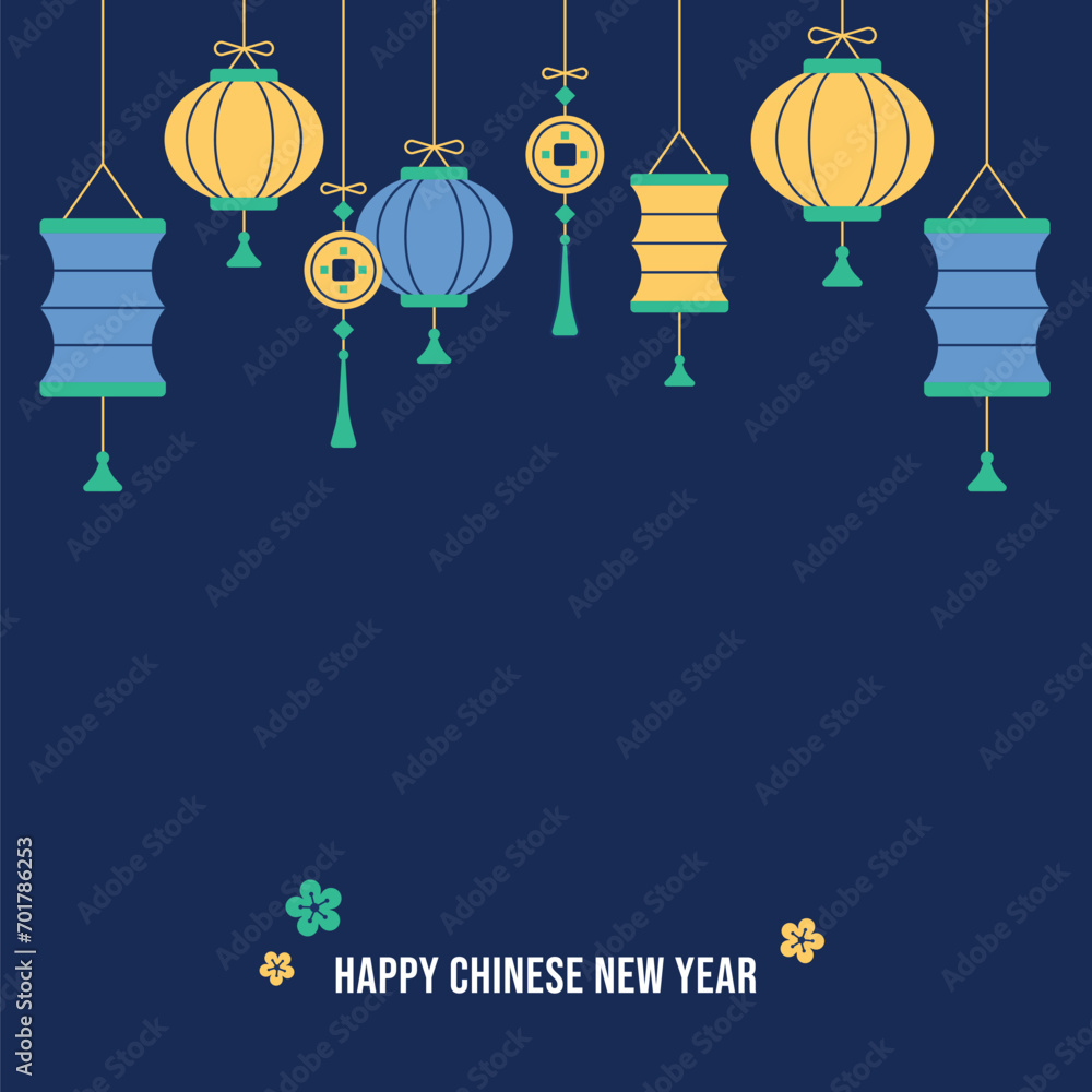 Lunar chinese new year, year of dragon icon vector illustration. happy chinese new year elements in modern minimalist style. background pattern.