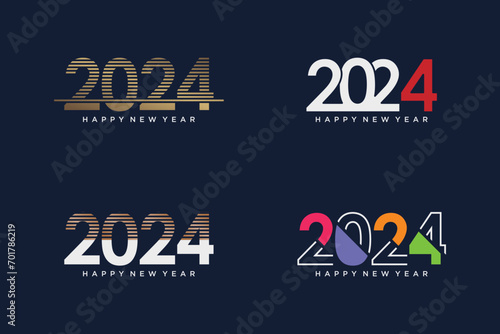 2024 happy new year logo design vector collection with creative idea